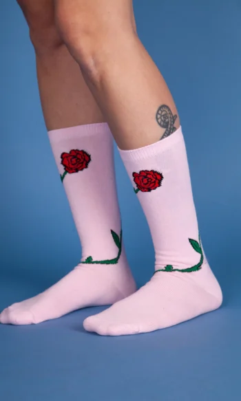 Medias flor rosas